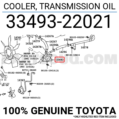 3349322021 Toyota COOLER, TRANSMISSION OIL