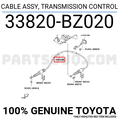 CABLE ASSY, TRANSMISSION CONTROL 33820BZ020 | Toyota Parts | PartSouq