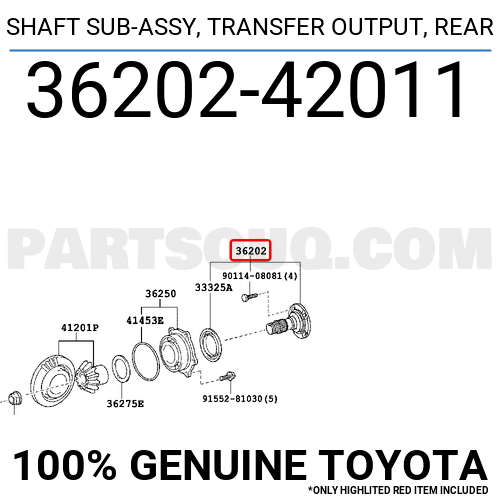 SHAFT SUB-ASSY, TRANSFER OUTPUT, REAR 3620242010 | Toyota SHAFT SUB-ASSY, TRANSFER OUTPUT, REAR 3620242010 | Toyota