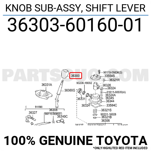 KNOB SUB-ASSY, SHIFT LEVER 3630360161C0 | Toyota Parts | PartSouq