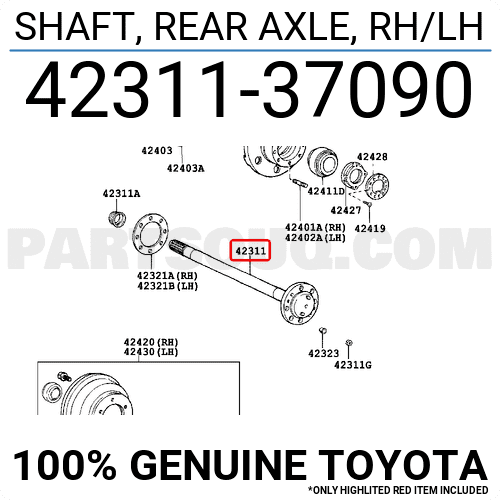 SHAFT, REAR AXLE, RH/LH 4231137090 | Toyota Parts | PartSouq