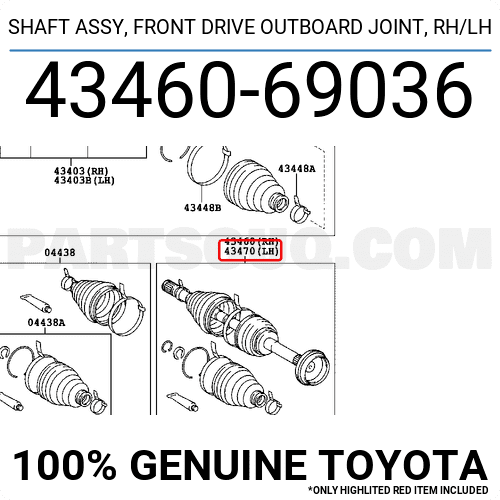 Outboard Joint Shaft Assembly Right Hand