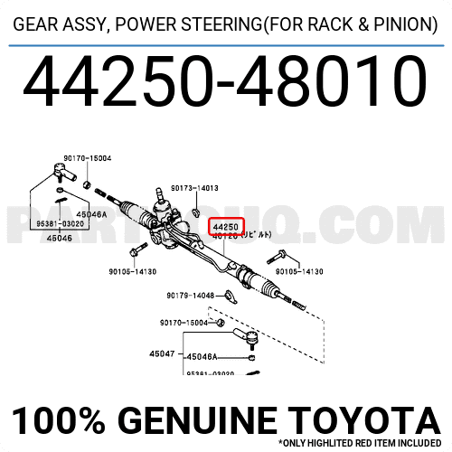 GEAR ASSY, POWER STEERING(FOR RACK & PINION) 4425048010 | Toyota Parts ...