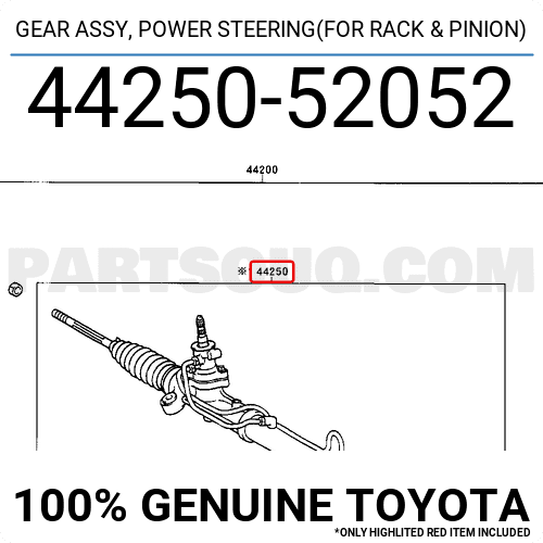 GEAR ASSY, POWER STEERING(FOR RACK & PINION) 4425052052 | Toyota Parts ...