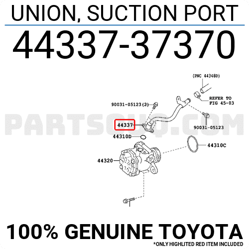 UNION, SUCTION PORT 4433737370 | Toyota Parts | PartSouq