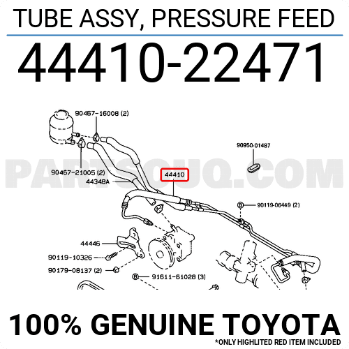 TUBE ASSY, PRESSURE FEED 4441022471 | Toyota Parts | PartSouq