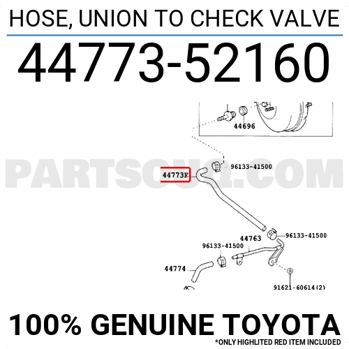 HOSE, UNION TO CHECK VALVE 4477352160 | Toyota Parts | PartSouq