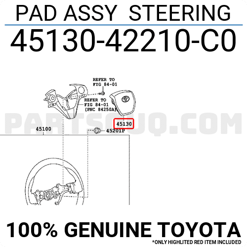 PAD ASSY STEERING 4513042210C0 Toyota Parts PartSouq