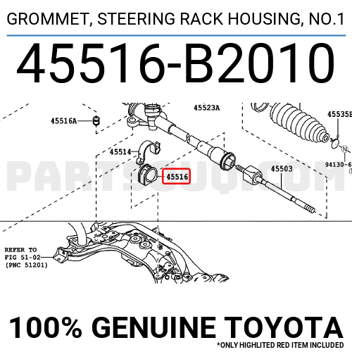 45516-B2010 Toyota Grommet no.1 45516B2010 New Genuine steering rack housing 