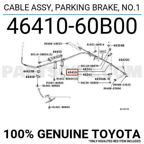 89-95 4RUNNER PICK UP TOYOTA FACTORY 46410-35560 OEM NEW PARKING BRAKE CABLE
