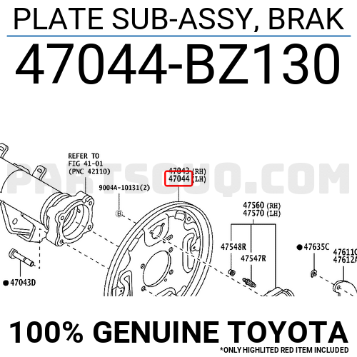 Toyota Backing Plate 47044-52100 | Toyota |Toyota Online | Toyota Online