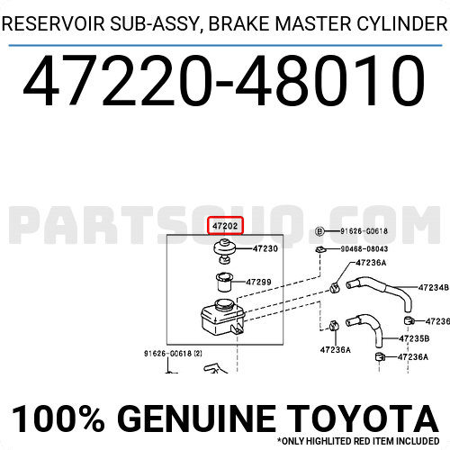 Genuine Toyota 47220-48121 Brake Master Cylinder Reservoir 