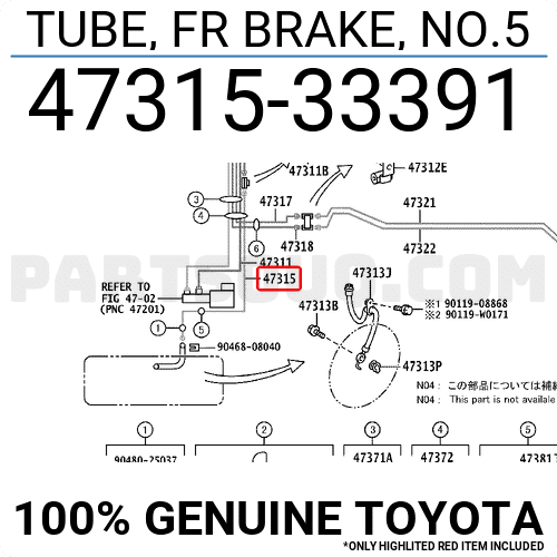 TUBE, FR BRAKE, NO.5 4731533391 | Toyota Parts | PartSouq