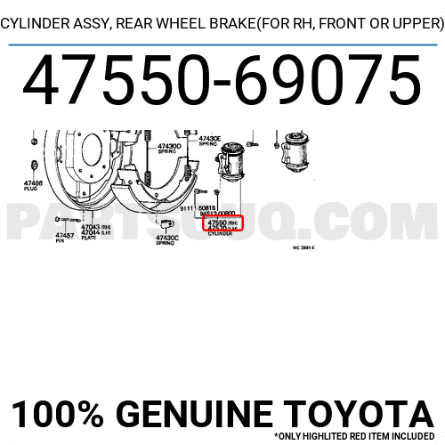 CYLINDER ASSY, REAR WHEEL BRAKE(FOR RH, FRONT OR UPPER) 4755069075 ...