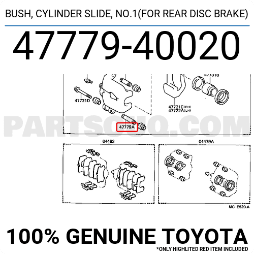 BUSH, CYLINDER SLIDE, NO.1(FOR REAR DISC BRAKE) 4777940020 | Toyota ...