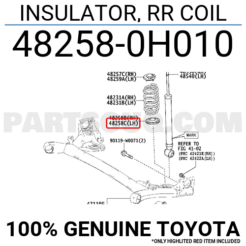 INSULATOR, RR COIL 482580H010 | Toyota Parts | PartSouq