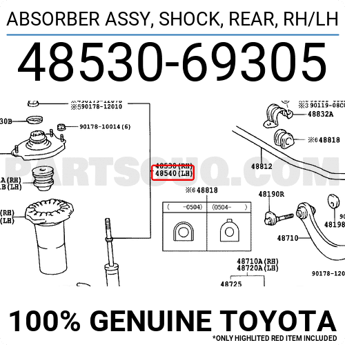 ABSORBER ASSY, SHOCK, REAR, RH/LH 4853069305 | Toyota Parts | PartSouq