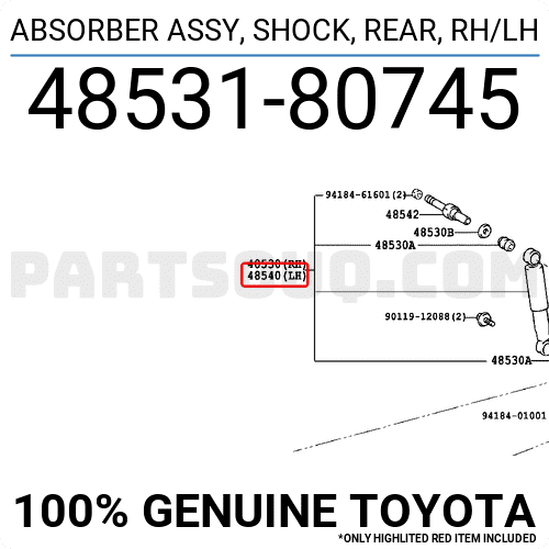 ABSORBER ASSY, SHOCK, REAR, RH/LH 4853180745 | Toyota Parts | PartSouq