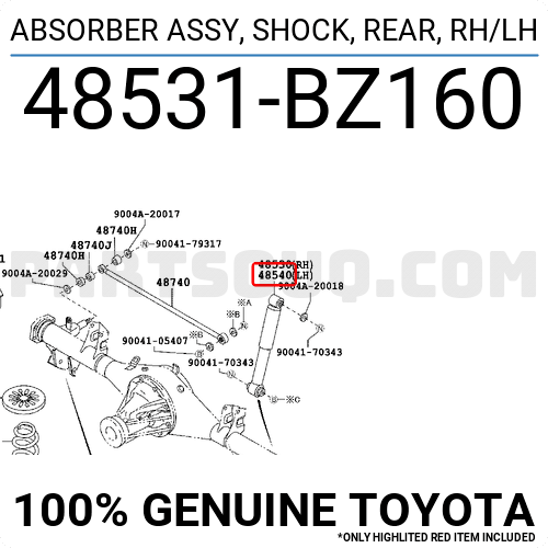 ABSORBER ASSY, SHOCK, REAR, RH/LH 48531BZ160 | Toyota Parts | PartSouq