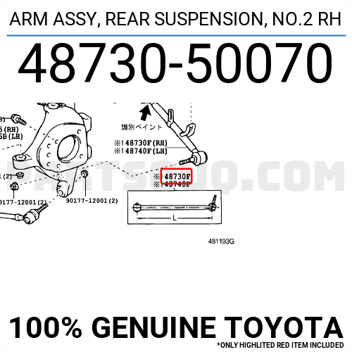 ARM ASSY, REAR SUSPENSION, NO.2 RH 4873050070 | Toyota Parts | PartSouq