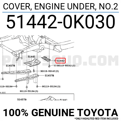 COVER, ENGINE UNDER, NO.2 5144242080, Toyota Parts