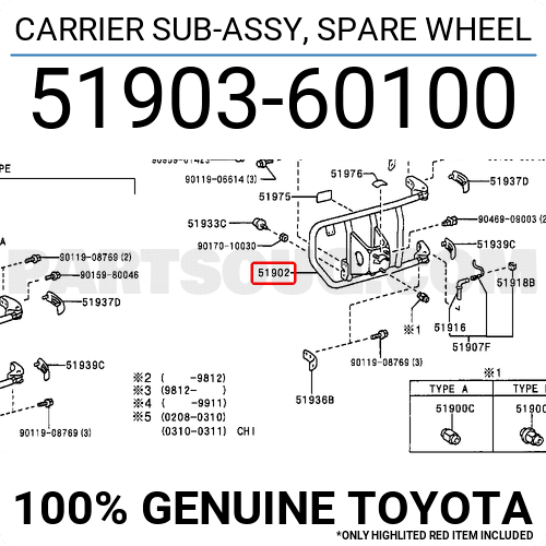 Carrier Sub Assy Spare Wheel Toyota Parts Partsouq