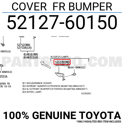 COVER FR BUMPER 5212760150, Toyota Parts