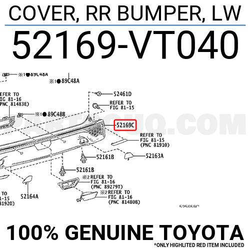 COVER, RR BUMPER, LW 52169VT040 | Toyota Parts | PartSouq