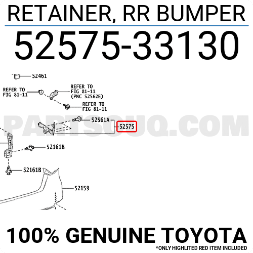 Genuine Toyota Parts 52561-33010 Rear Bumper Cover Retainer