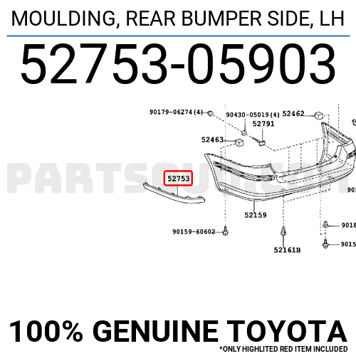 MOULDING, REAR BUMPER SIDE, LH 5275305903 Toyota Parts PartSouq