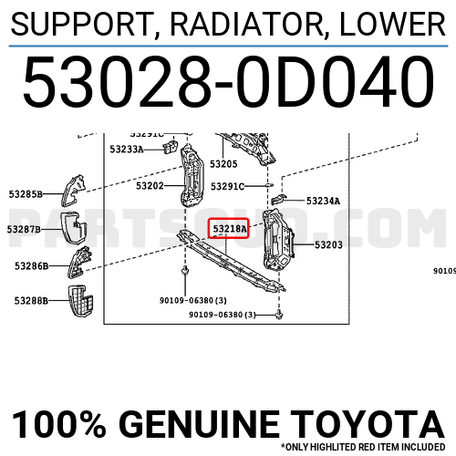 530280D040 Toyota SUPPORT, RADIATOR, LOWER