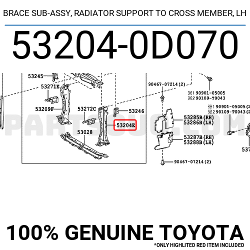 BRACE SUB-ASSY, RAD 532040D071 | Toyota Parts | PartSouq