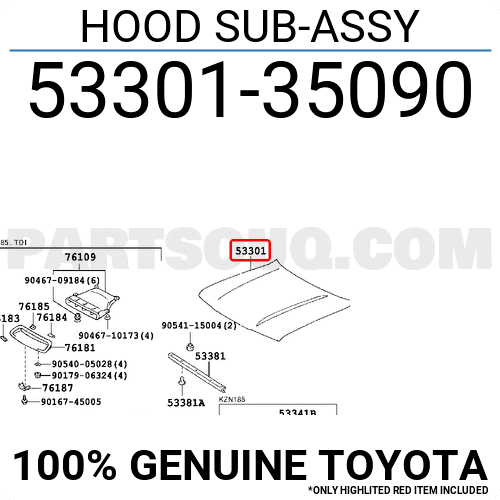 HOOD SUB-ASSY 5330135090 | Toyota Parts | PartSouq