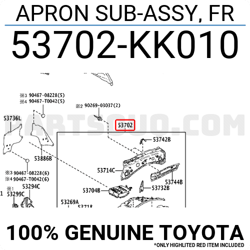 MaRiA　5/22 お取引分 APRON SUB-ASSY, FR 53702KK010 | Toyota Parts | PartSouq