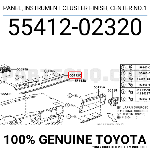 PANEL, INSTRUMENT CLUSTER FINISH, CENTER NO.1 5541202320 | Toyota Parts ...