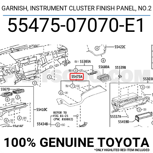 PANEL, INSTRUMENT PANEL FINISH, LOWER LH 5543360050 | Toyota Parts