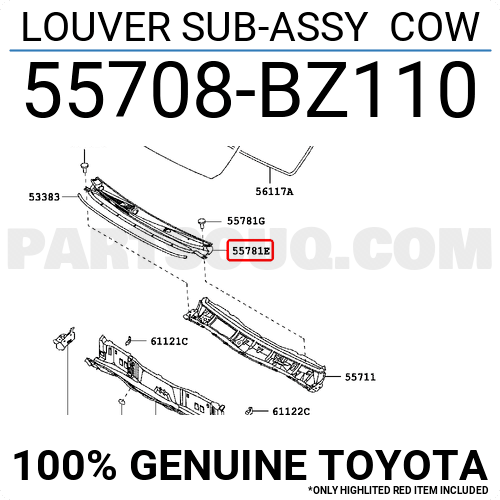55708BZ110 Toyota LOUVER SUB-ASSY COW