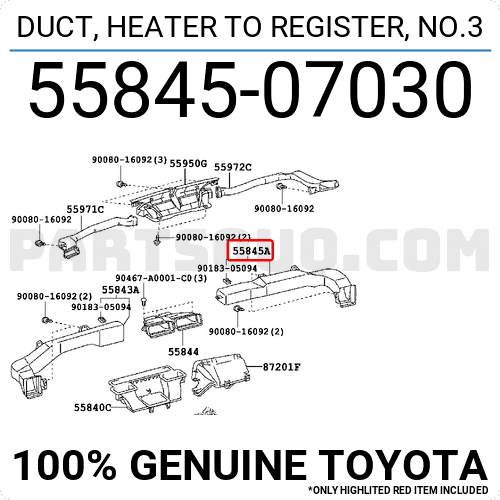 DUCT, HEATER TO REGISTER, NO.3 5584507030 | Toyota Parts | PartSouq