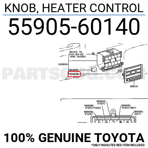 KNOB, HEATER CONTROL 5590560140 | Toyota Parts | PartSouq