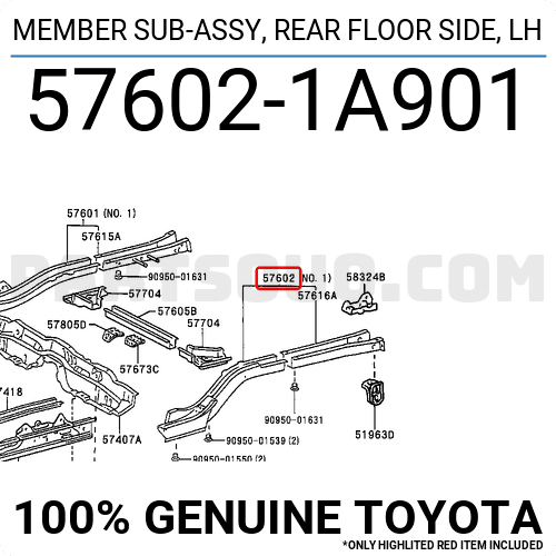 トヨタ (57602)リヤフロアサイド メンバSUB-ASSY LH-