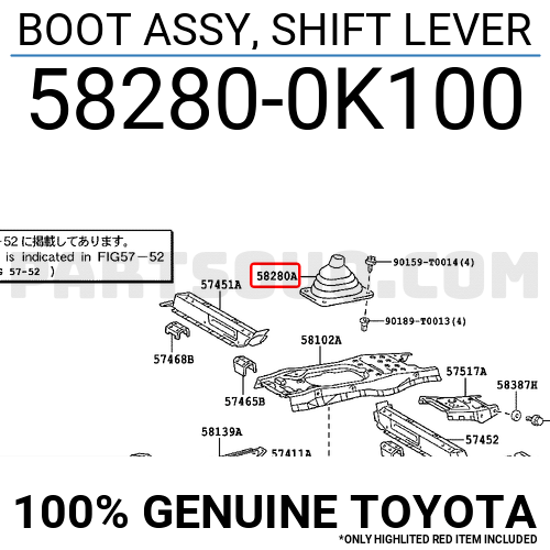 BOOT ASSY, SHIFT LEVER 582800K100 Toyota Parts PartSouq