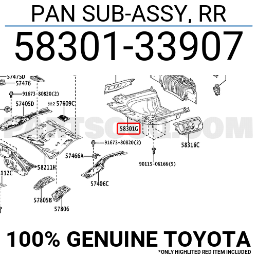 5830133907 Toyota PAN SUB-ASSY, RR