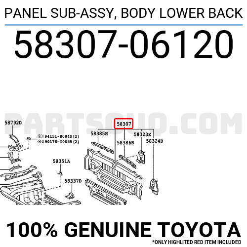 PANEL SUB-ASSY, BODY LOWER BACK 5830706120 | Toyota Parts | PartSouq