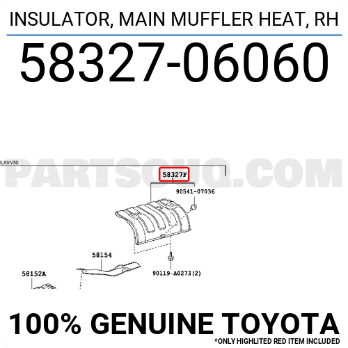 INSULATOR, MAIN MUFFLER HEAT, RH 5832706060 | Toyota Parts | PartSouq