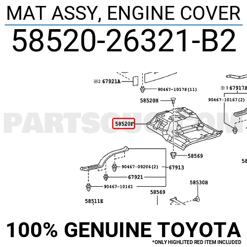 MAT ASSY, ENGINE COVER 5852026321B2 | Toyota Parts | PartSouq