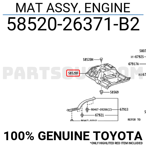 MAT ASSY, ENGINE 5852026371B2 Toyota Parts PartSouq