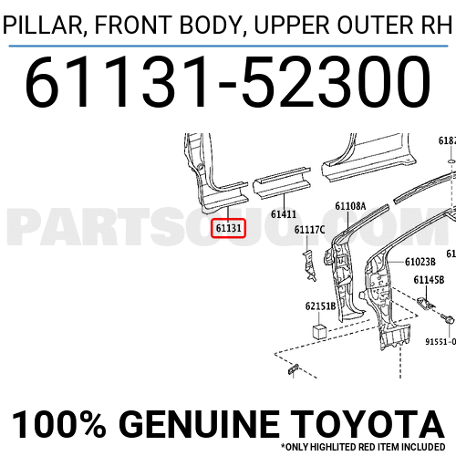 Toyota 61131-52300 Pillar 