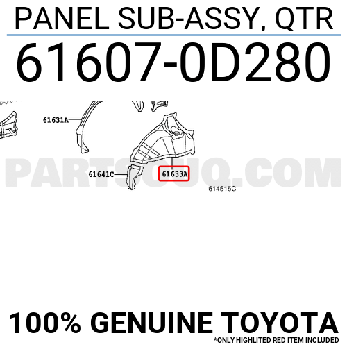 PANEL SUB-ASSY, QTR 616070D280 | Toyota Parts | PartSouq
