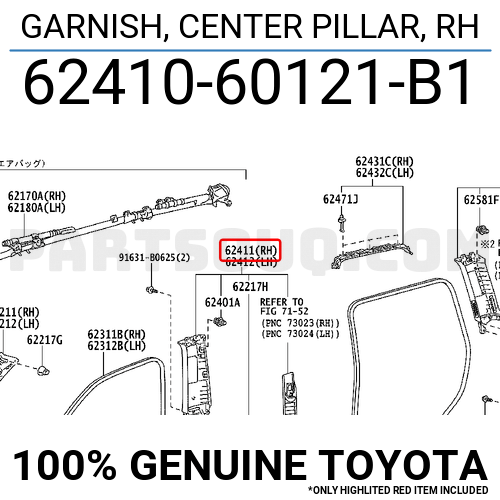 Genuine Toyota 62412-12160-06 Center Pillar 