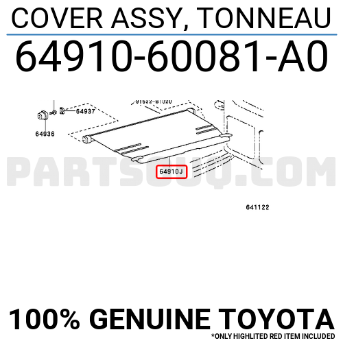 COVER ASSY, TONNEAU 6491060081A0 | Toyota Parts | PartSouq